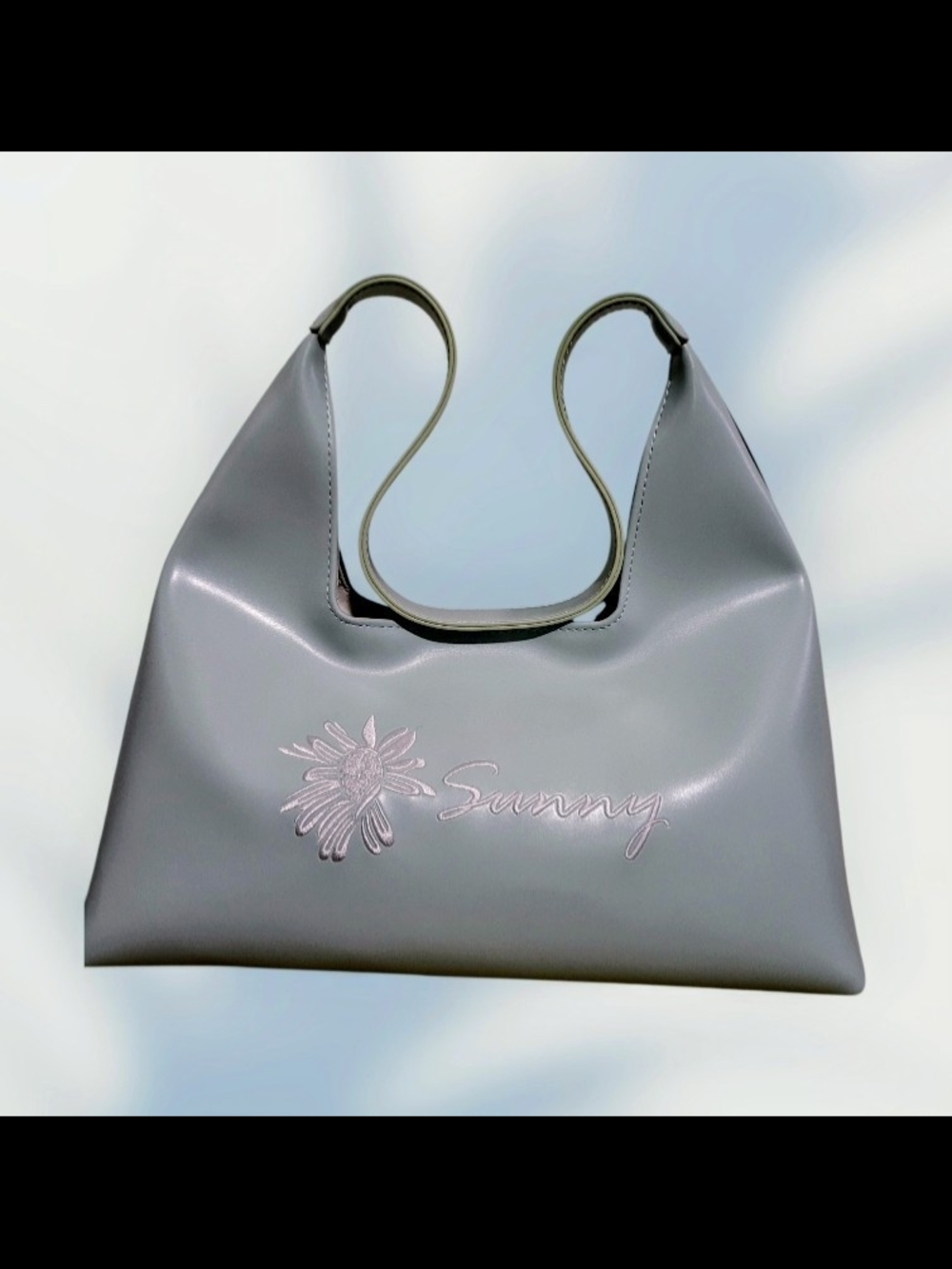 Sunny Embroidered Light Blue Tote Bag - Women's Shoulder Bag